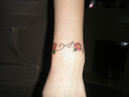 Flower Band Tats On Wrist